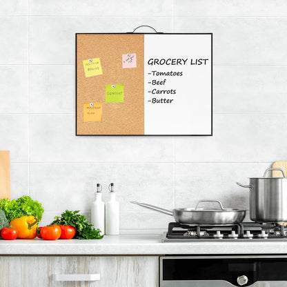 TSJ OFFICE Small Whiteboard Cork-Board - 16" X 12" Portable Aluminum Black Framed Magnetic Dry Erase Board, Small Bulletin Cork Board with Holder for Office, Home and School