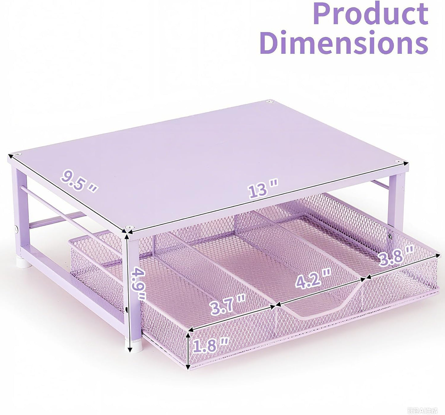 Wood Metal Monitor Stand Riser, Laptop Stand for Desk, Office Desk Organizer and Accessories, Computer Desktop Shelf with Drawer and Pen Holder, Printer Stand for Home, Office, Dorm (Natural Wood)