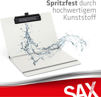 Sax Folding Clipboard Blueberry Clipboard A4 to A5 Portrait and Landscape Format Ideal for Travel and Business Holds 30 Sheets Includes Elastic Closure Band and Pen Loop Durable & Shockproof