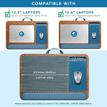 LAPGEAR Home Office Lap Desk with Device Ledge, Mouse Pad, and Phone Holder - Black Carbon - Fits up to 15.6 Inch Laptops - Style No. 91588