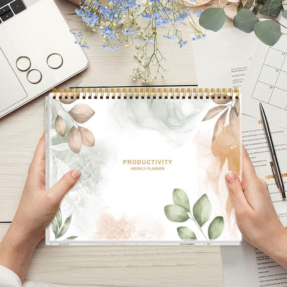 Weekly Productivity Planner - 8.5" x 11" Dashboard Desk Notepad Has 6 Focus Areas to List Tasks for Goals, Projects, Clients, Academic or Meal-Organize Your Daily Work Efficiently, 54 Weeks, Green