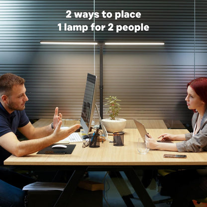 LED Desk Lamp with Base - Bright Dimmable Computer Lamp with Phone Holder, 24W Bendable Desk Light for Monitor Screen, Eye-Caring Tall Desktop Light for Task Home Office Work, Black, Dual Head