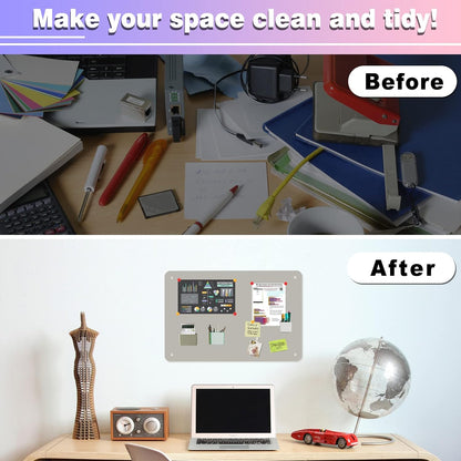 2Pack Black Magnetic Board,17.5" x 11.4" Magnet Bulletin Board to Display Magnetic Notes, Poetry, Photos, Suitable for Wall, Refrigerator, Cabinet etc, Come with 8 Pcs Dual Lock Tape and Screws