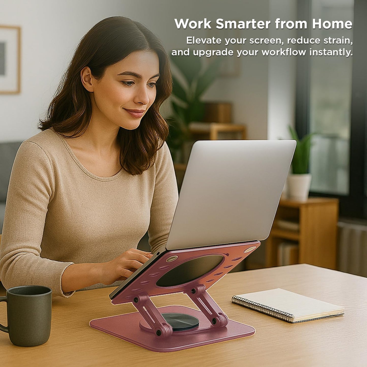 Uncaged Ergonomics Swivel Laptop Stand for Desk, Adjustable Computer iPad Stand for Desk w/ 360 Rotation, Portable Laptop Holder for Home Office Ergonomic Supplies