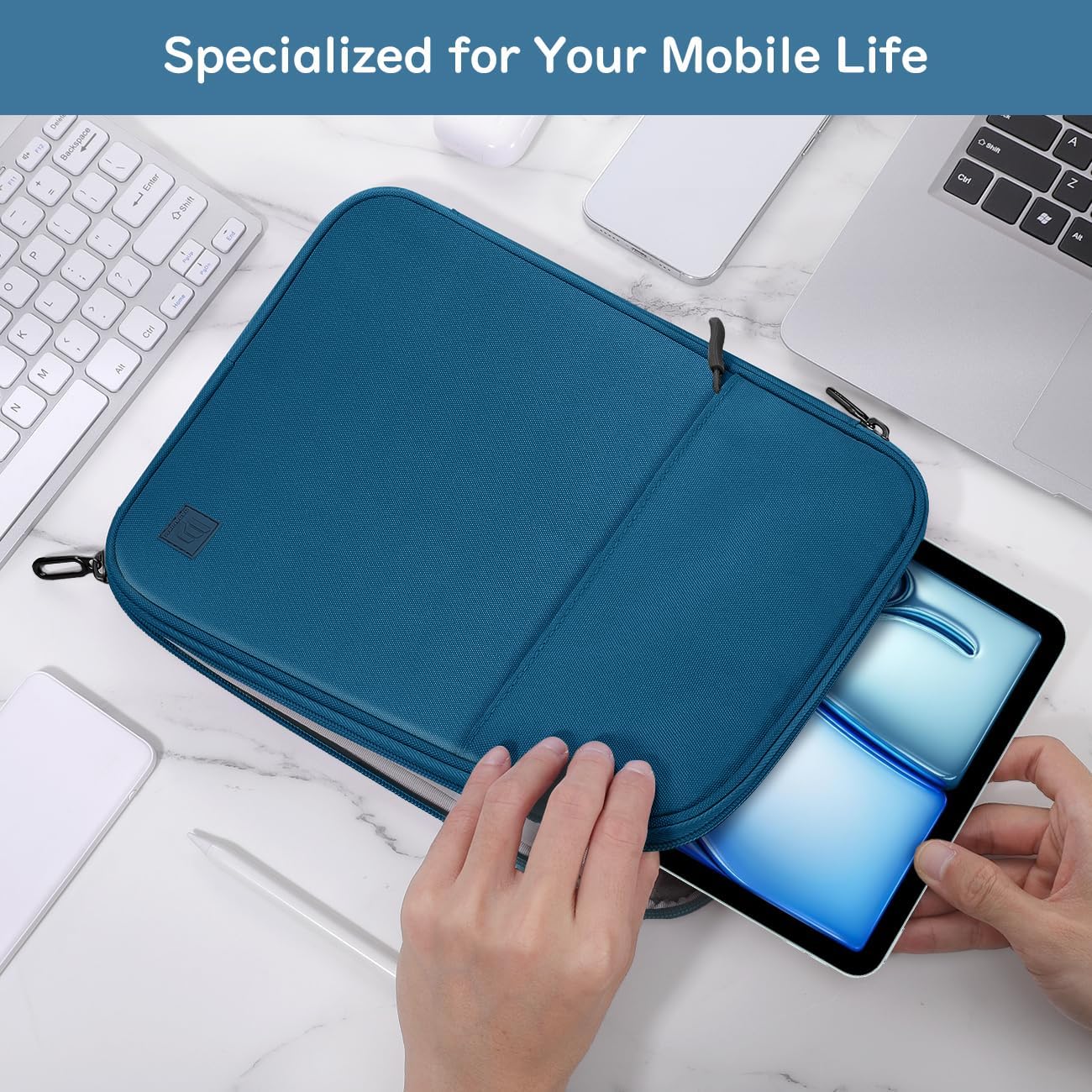 Dadanism 9-11 Inch Tablet Sleeve Padded Carrying Case for iPad (A16) 11th Gen 11", iPad 10th Gen 10.9", iPad Air M4/Pro M5 11", iPad Air 5/4, iPad 9/8/7th Gen, Galaxy Tab A11+ Plus 11", Blue