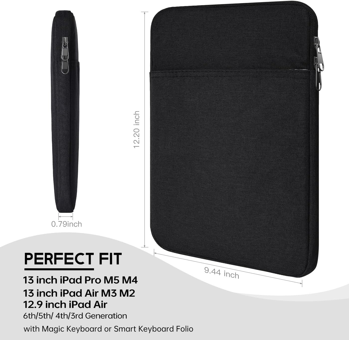 9-11 inch Tablet Sleeve Case for Fire Max 11 Tablet/Kindle Fire HD 10 Plus 10.1", iPad Pro M5 M4 /A16 11-in, iPad Air M2 M3 M4, 10.2 10.5 10.9 iPad Air, Galaxy Tab A9+ Plus, Fit Magic Keyboard -Purple
