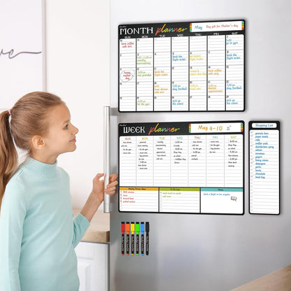 Magnetic Dry Erase List Board - 4"x12" Multifunctional List Board for Fridge - 6 Extra Fine Point Markers Included - Shipped Flat