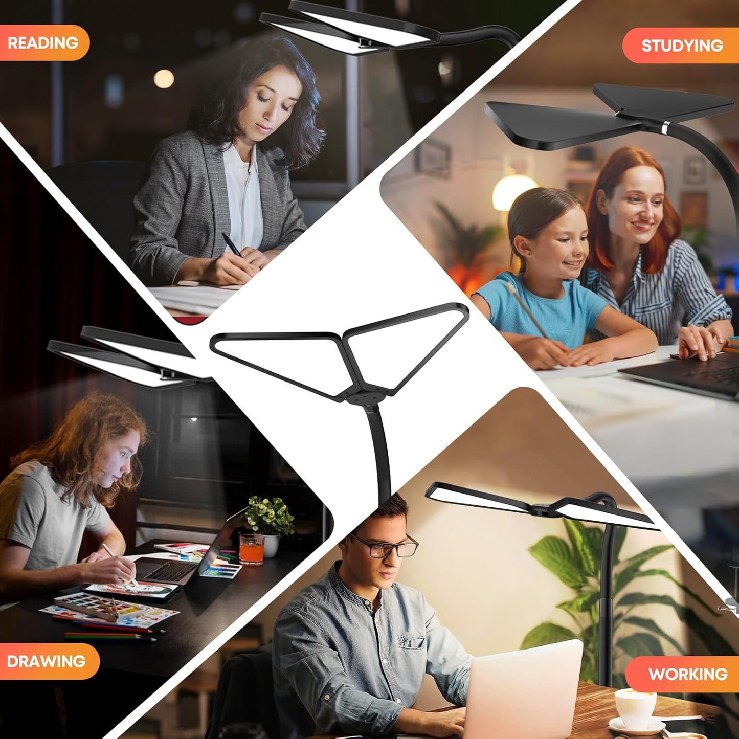 AILBTON Bright LED Desk Lamp with Clamp,Eye Caring Architect Led Desk Lights with Adjustable Swing Arm for Office Home,Dimming and Tempering Led Table Light