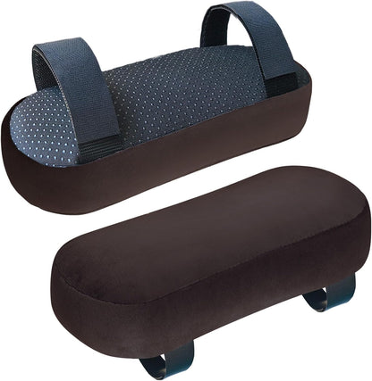 WdFour 2-Pack Non-Slip Armrest Pads for Office & Gaming Chairs - Ergonomic Forearm Support Pillow for Desk, Computer & Wheelchair, Pressure Relief Cushions (Black)