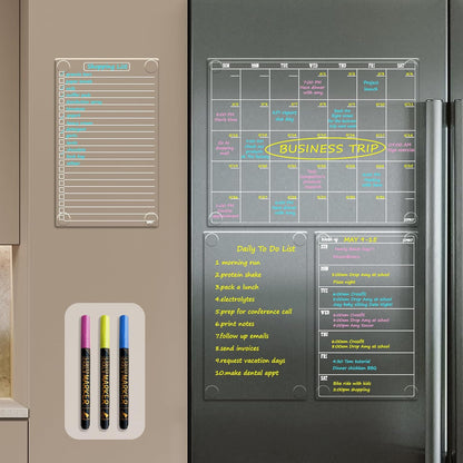 JJPRO Non-Magnetic Clear Weekly Planner & to Do List for Fridge, 8.5"x13" Dry Erase to Do List WhiteBoard,Reuasble Weekly Calendar for Refrigerator,Cabinet,Wall&Glass, All Smooth Surfaces
