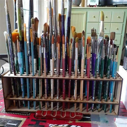 Brush Holder Paintbrush Holder 67 Holes Paint Brush Holders and Organizers Wall Mount Or Freestanding Desk Organizer Stand Holder For Pencils, Pens Stationary Supplies For Men Women