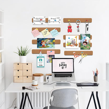 Felt Pin Board Bar Strips Bulletin Board for Bedrooms Offices Home Wall Decoration, Notice Board Self Adhesive Cork Board with 35 Push Pins for Paste Notes, Photos, Schedules