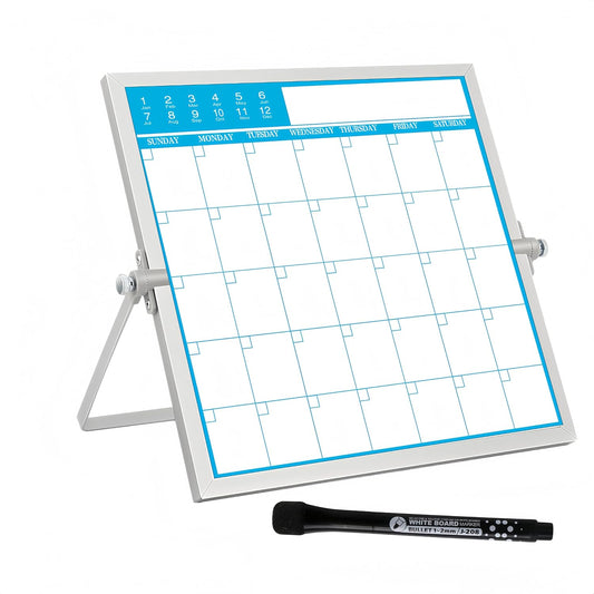 Magnetic Calendar Whiteboard - 10x10 Inch Compact Monthly Dry Erase Schedule for Office Home School, Small Spaces, Portable&Reusable Design for Desks