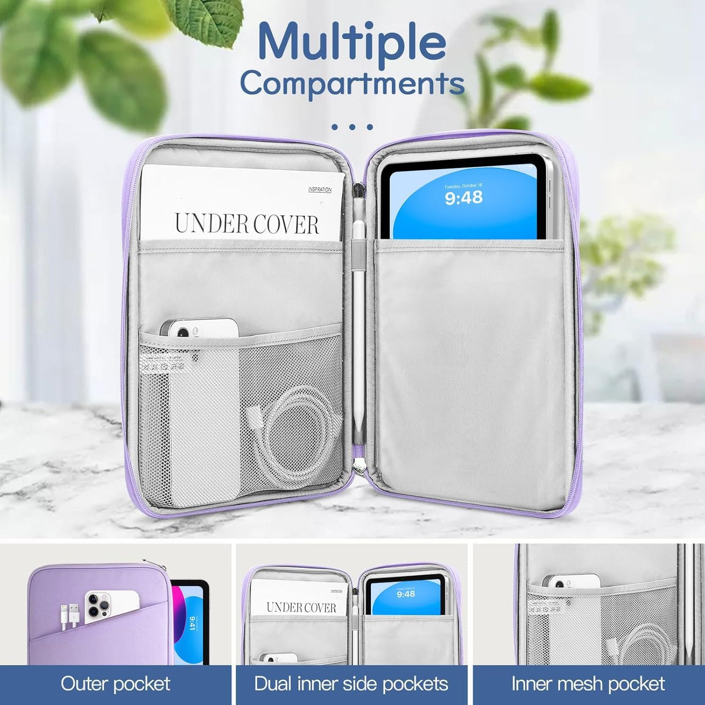 Dadanism 9-11" Tablet Sleeve Bag Carrying Case for iPad (A16) 11th Gen 11", iPad 10th Gen 10.9" Air 5/4, iPad Air M4/Pro 11", iPad 9/8/7th, Galaxy Tab A11+ Plus 11", Remarkable 2 10.3", Black