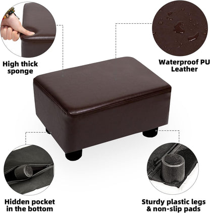 CAROLMADE Small Foot Stool Ottoman Footstool with Legs Under Desk Footrest for Living Room Bedroom and Office, Soft Ivory White