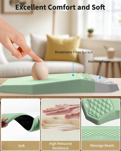 Ergonomic Mouse Pad and Keyboard Wrist Rest Support Set, Massage Design Mousepad for Carpal Tunnel Pain Relief, Memory Foam, Non-Slip PU Base for Computer Desk, Black