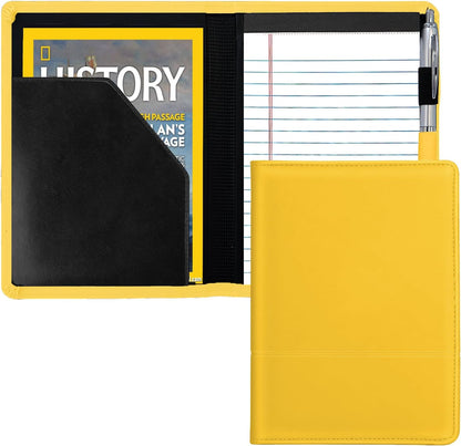 Padfolio/Portfolio Binder, Mini Padfolio Portfolio Binder 5 x 8 Legal Writing Pad, A5 Document Organizer Folder for Men Women, Black