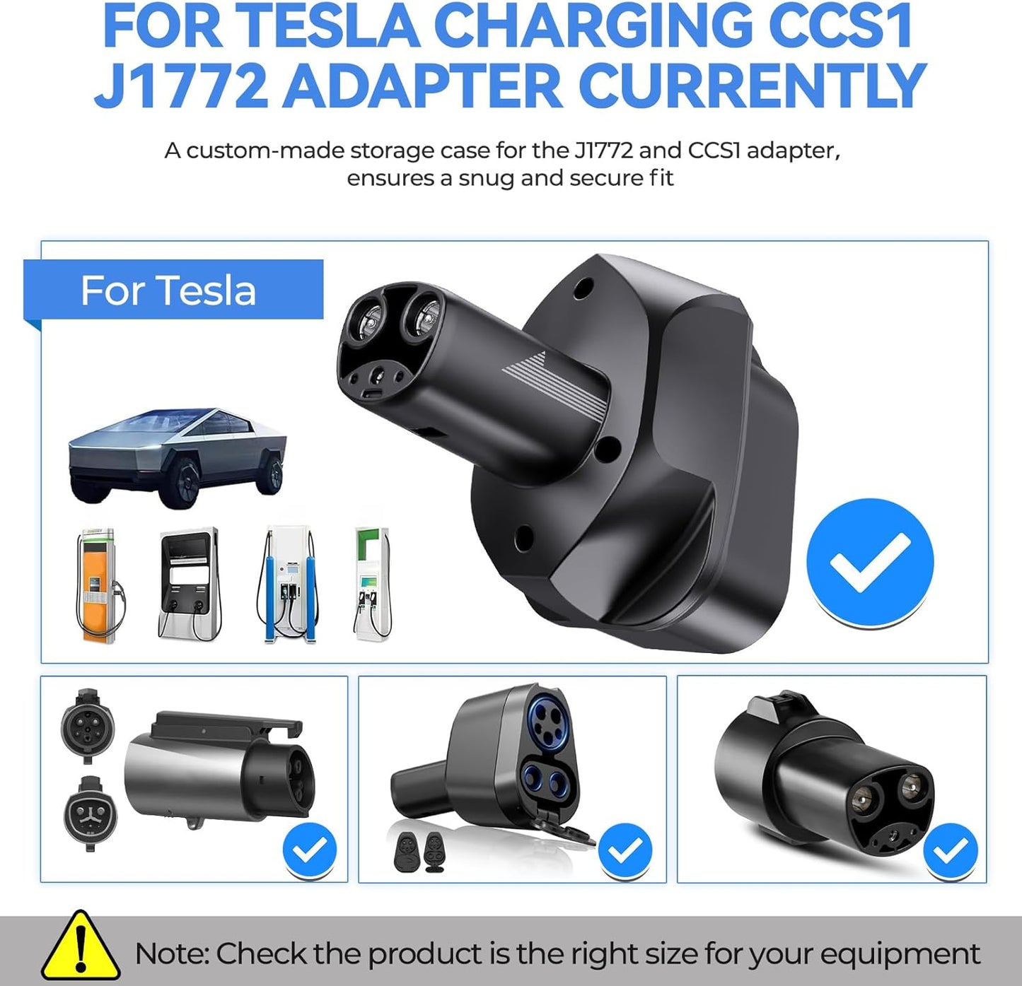 NACS to CCS1 Adapter Storage Case for Tesla 8.46"x4.92" EVA Charger Adapter Case Cover Protective Bag Compatible with Tesla Ford Hyundai Kia GM Supercharger Adapter NACS to CCS1 Fast Charge