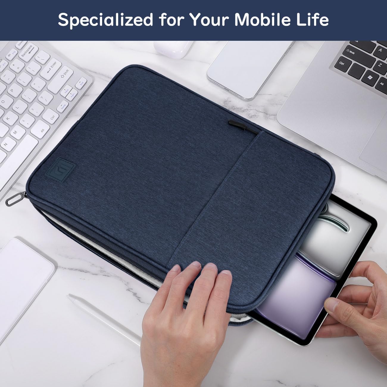 Dadanism 9-11 Inch Tablet Sleeve Padded Carrying Case for iPad (A16) 11th Gen 11", iPad 10th Gen 10.9", iPad Air M4/Pro M5 11", iPad Air 5/4, iPad 9/8/7th Gen, Galaxy Tab A11+ Plus 11", Blue
