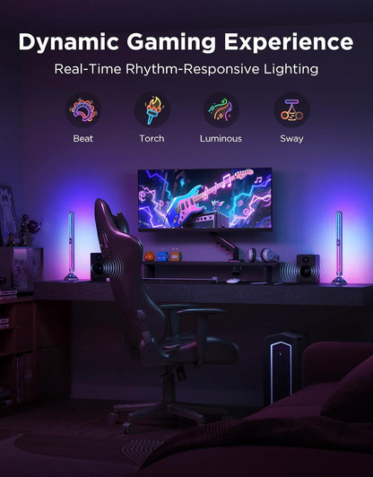 Govee Gaming Light Bars Pro, Upgraded 16-Inch Smart Triple-Sided RGBIC Illumination Wi-Fi LED Game Lights, Music Sync & 60+ Scene Modes, Works with Alexa & Google Home, Gaming Room Decor