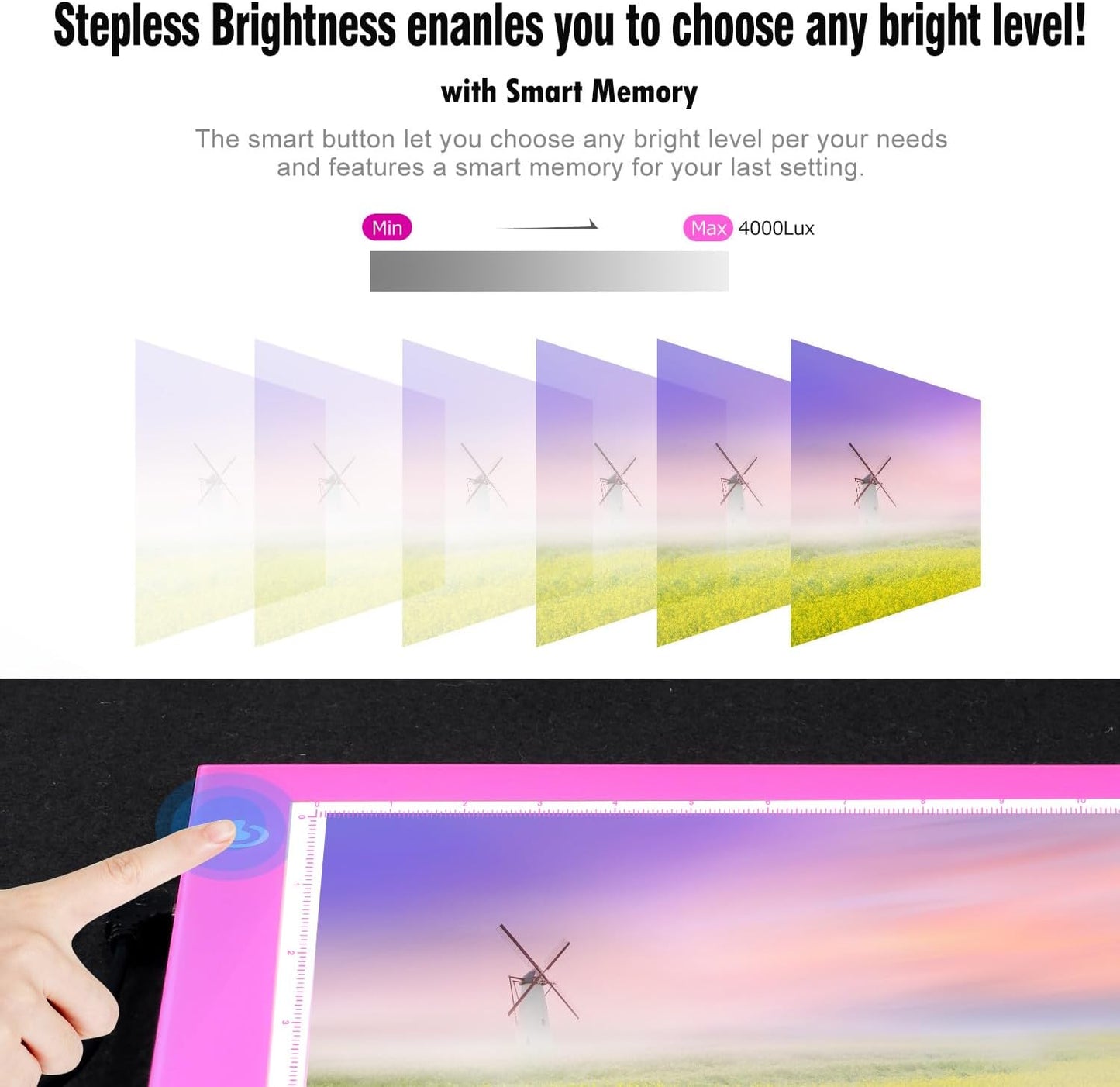 LitEnergy A3 Copy Light Board Tracing Box, Ultra-Thin Adjustable Drawing Tablet USB Power Artcraft LED Tracer Pad for Diamond Art Painting Accessories, Streaming, Sketching, Animation, Stenciling