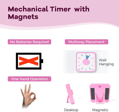 Visual Timer 7.5 inch; 60 Minute 1 Hour Countdown Timer for Kids Classroom Teaching Tool Home Office Meeting, Mechanical Countdown Clock for Exam Time Management Magnetic, Sky Blue with Colorful Disc