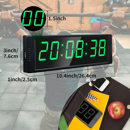 YZ Gym Timer Clock for Home Gym, Fitness Timer with Stopwatch Button, Large Digital Stopwatch Countdown Clock, 12/24H Digital Wall Clock, with Stand