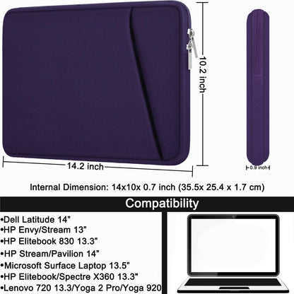 Laptop Sleeve, Durable Briefcase Shockproof Protective Case, Handbags Portable Laptop Bag for 15.6 inch HP Dell Asus Lenovo Notebook Computer with Front Pocket, Black