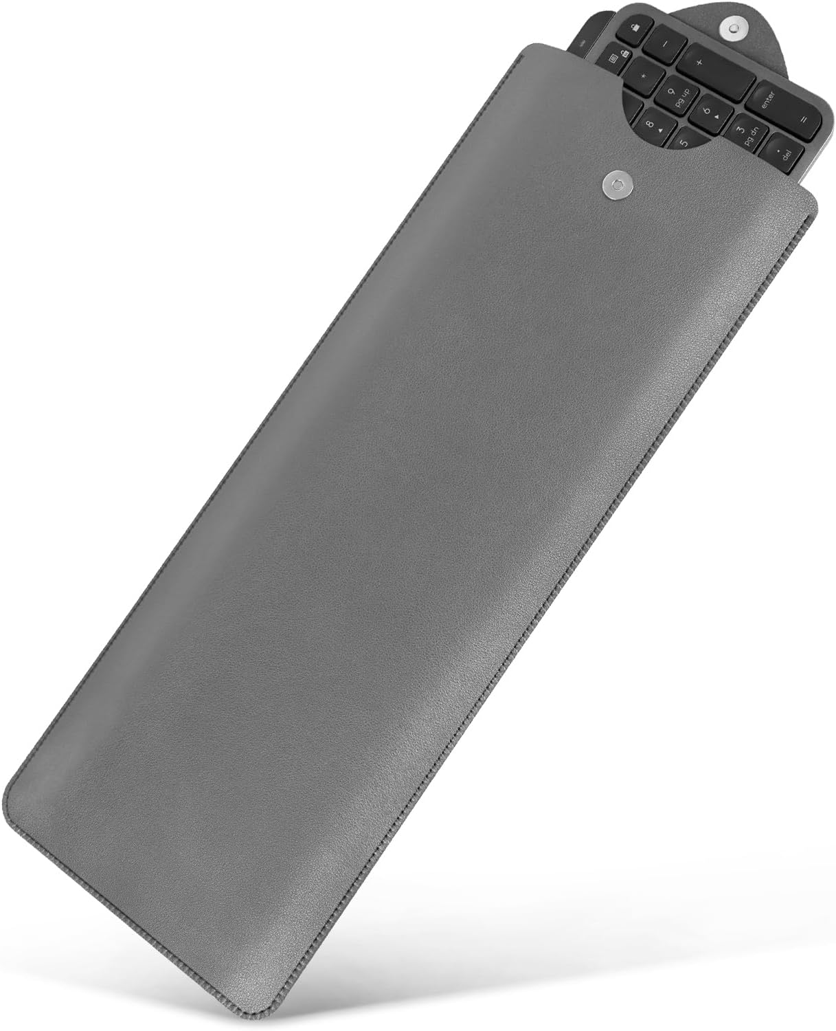 Geekria Slim Keyboard Sleeve Case, Vegan Leather Travel Portable Bag, Compatible with Apple Magic Keyboard with Numeric Keypad, Logitech MX Keys S/MX Keys / MK955(Light Gray)