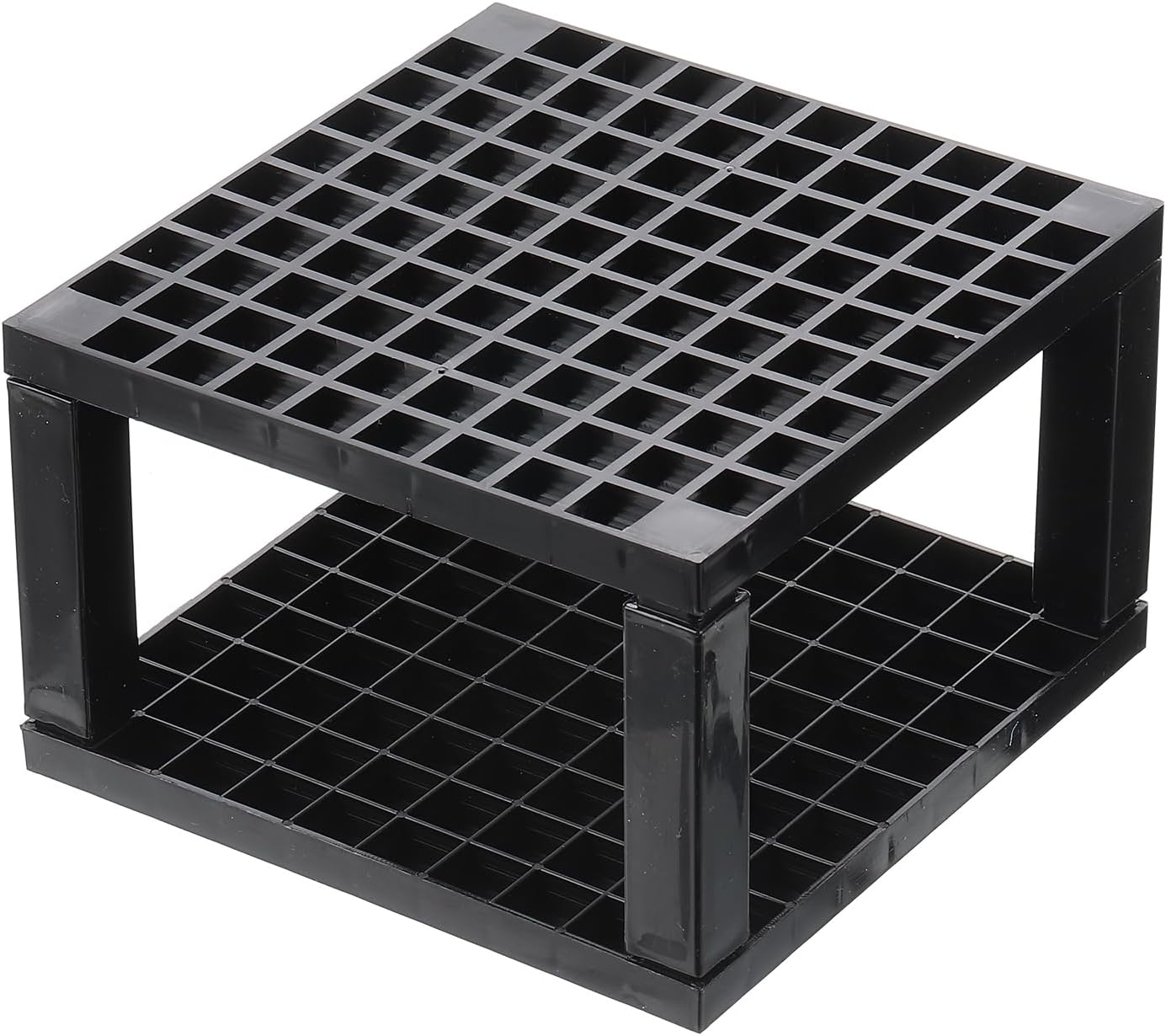 PATIKIL 2pcs Black Minimalist Square Paint Brush Holder, 96 Holes Plastic Storage Desk Stand for Artist Desk Makeup Pencil, Black
