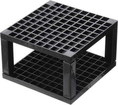 PATIKIL 2pcs Black Minimalist Square Paint Brush Holder, 96 Holes Plastic Storage Desk Stand for Artist Desk Makeup Pencil, Black