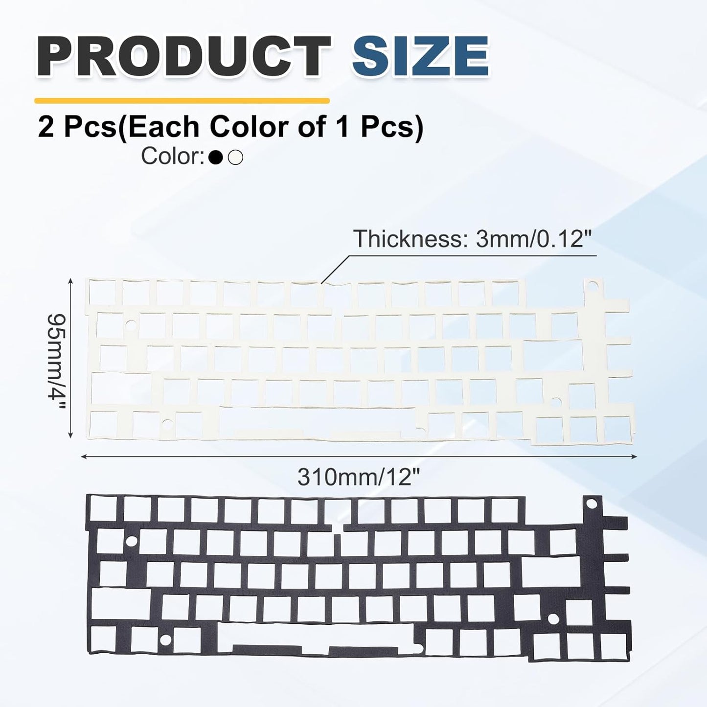 PATIKIL 5 x 17 Inch Keyboard Foam, 2Pcs 104/108 Layout Keyboard Sound Dampening Foam Pad Gasket Switches Dampener for Mechanical Key Boards, Black/White