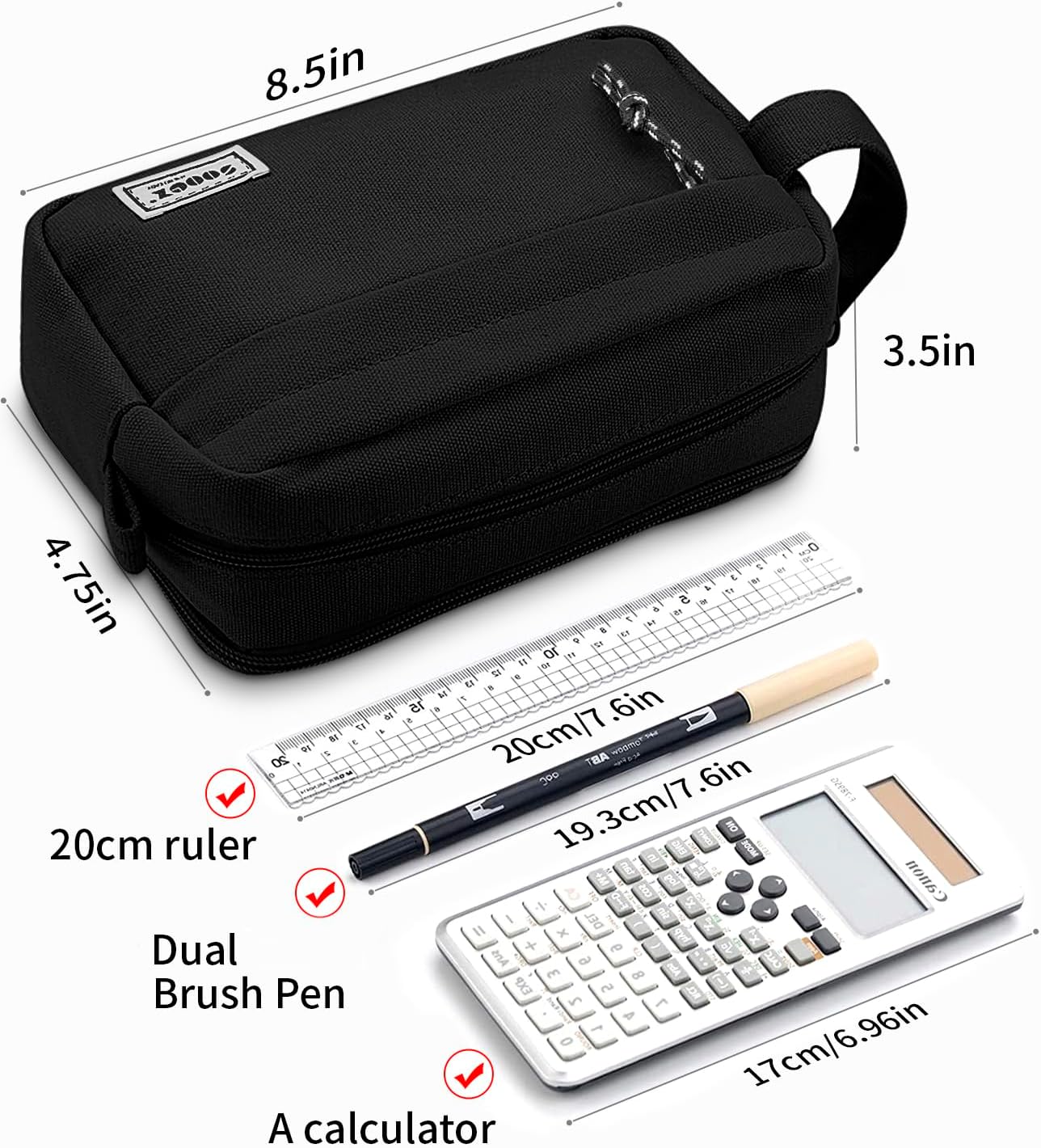Sooez Original High Capacity Pencil Case, Big Pencil Bag Pouch Box Organizer Pen Case, Aesthetic Supply for Girls Adults, Portable Journaling Supplies with Easy Grip Handle & Loop, Mint Green