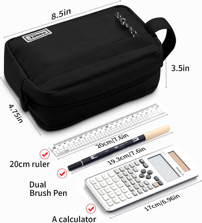 Sooez Original High Capacity Pencil Case, Big Pencil Bag Pouch Box Organizer Pen Case, Aesthetic Supply for Girls Adults, Portable Journaling Supplies with Easy Grip Handle & Loop, Mint Green