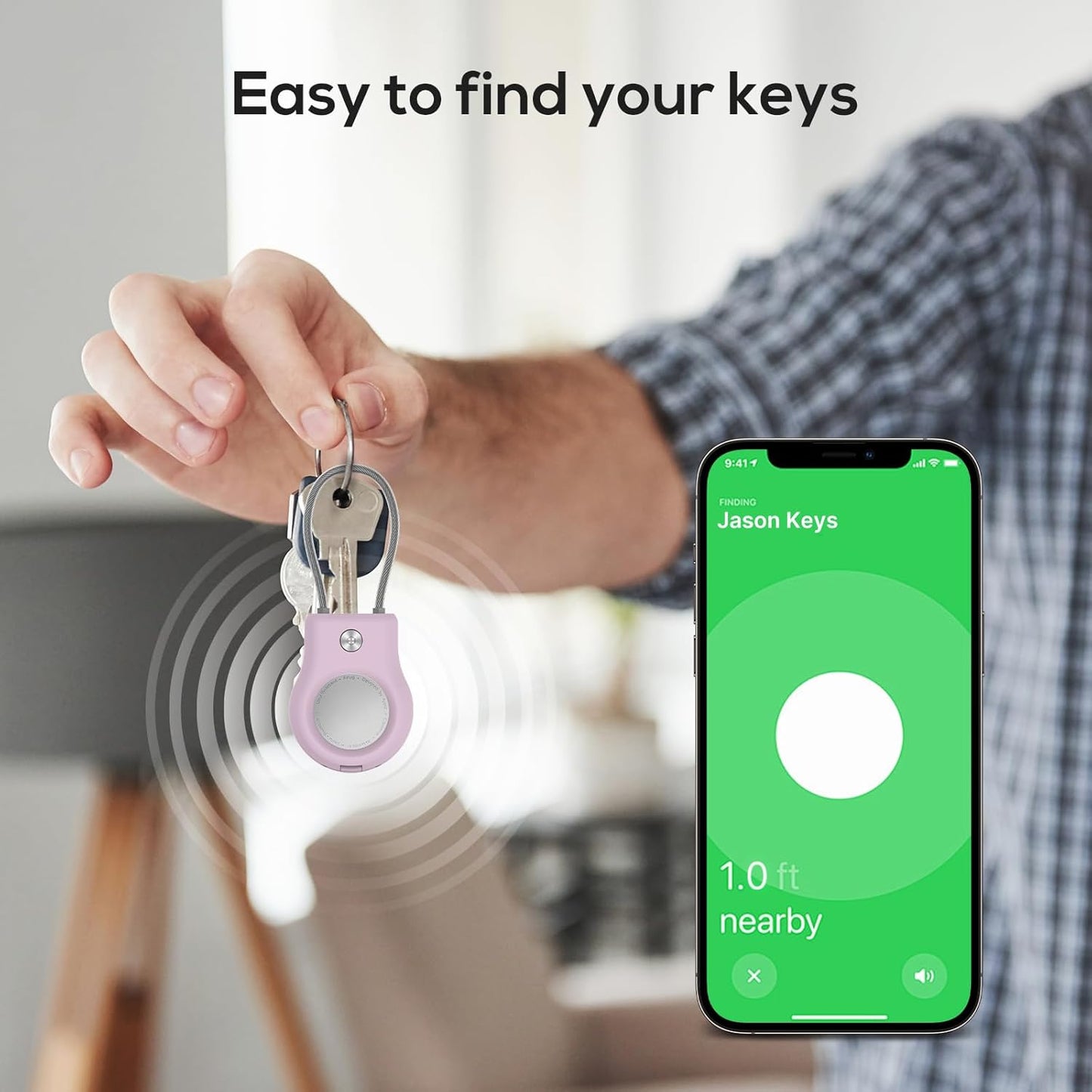 Air Tag Holder - (4 Pack) Air tag Lock Keychain with Wire Cable Compatible with Apple AirTag,Ultra Durable Anti-Lost Protective Case with Keyring for Luggage, Key, Backpack, Pet, Bag, Black