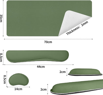 Bloss Leather Desk Pad and Keyboard Wrist Rest, Large Mouse Pad + Keyboard Pad+Mouse Wrist Support, Non-Slip Desk Mat Protector for Office, Home(31.5×15.7 Inches,Beige) - Colors A