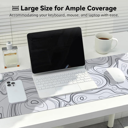 Reniteco Waterproof Large Gaming Mouse Pad with Durable Stitched Edges, Non-Slip Rubber Base, Grainy Jacquard Mouse Mat Desk Pad for Home Office Gaming, 31.5''x11.8''x0.12'', Matte Beige