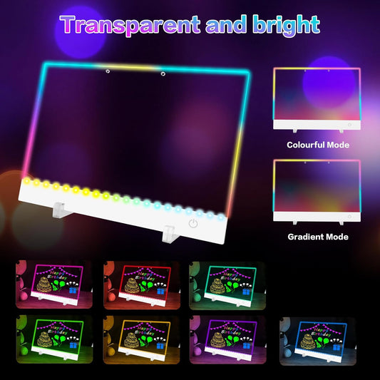 Rechargeable Led Drawing Board for Kids - 13.8"X10" Light Up Drawing Pad with 8 Colors, Sergamy Glow Dry Erase Board with 7 Markers & Stand kit, Doodle Gift Toy for Girls/Teens Tracing