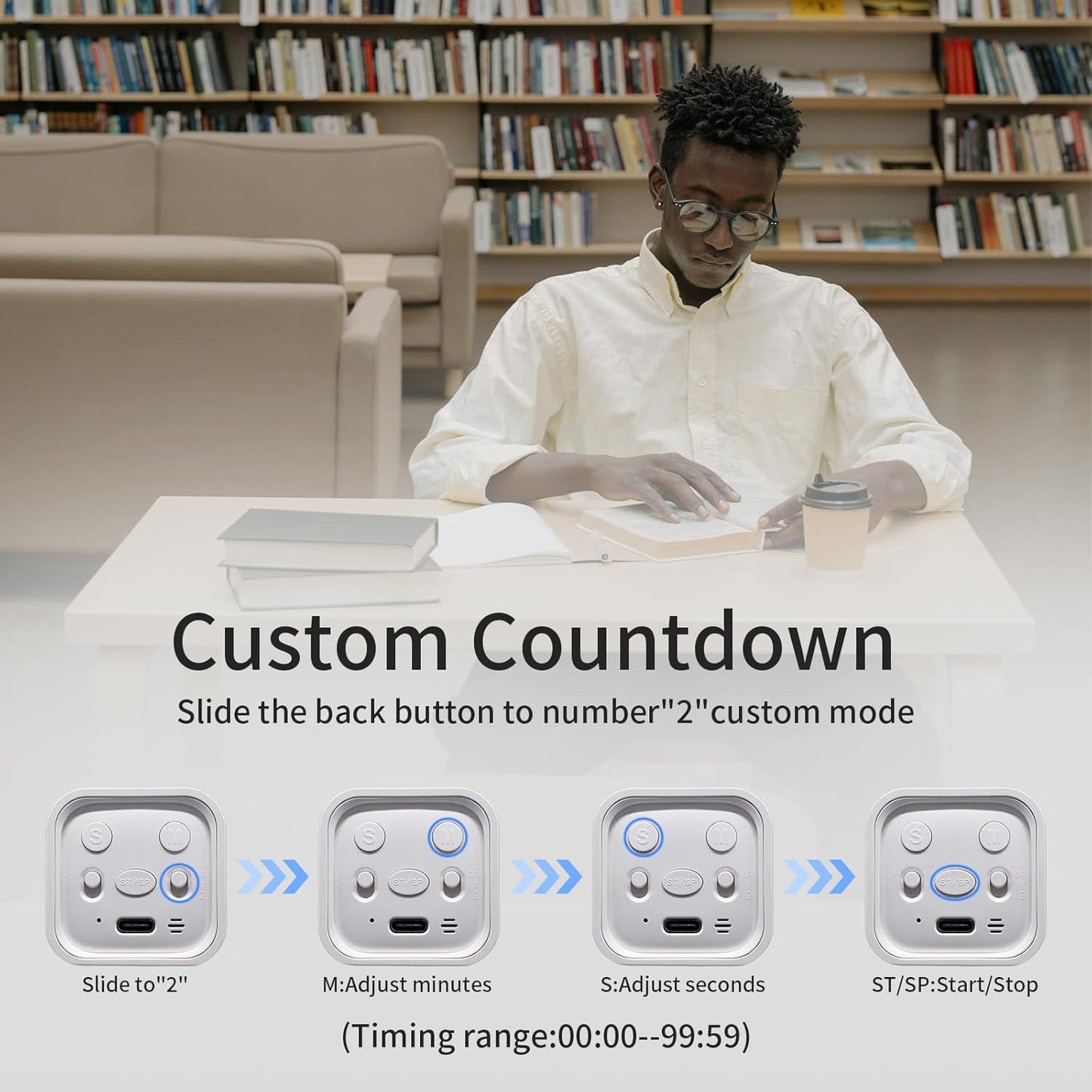 Productivity Timer Flip Gravity Sensor Cube Timer Countdown & Countup,Mute & Vibrate & Sound，5/10/30/60min & Custom Timing, Perfect for ADHD,Work,Learning,Kitchen Cooking (1Black)