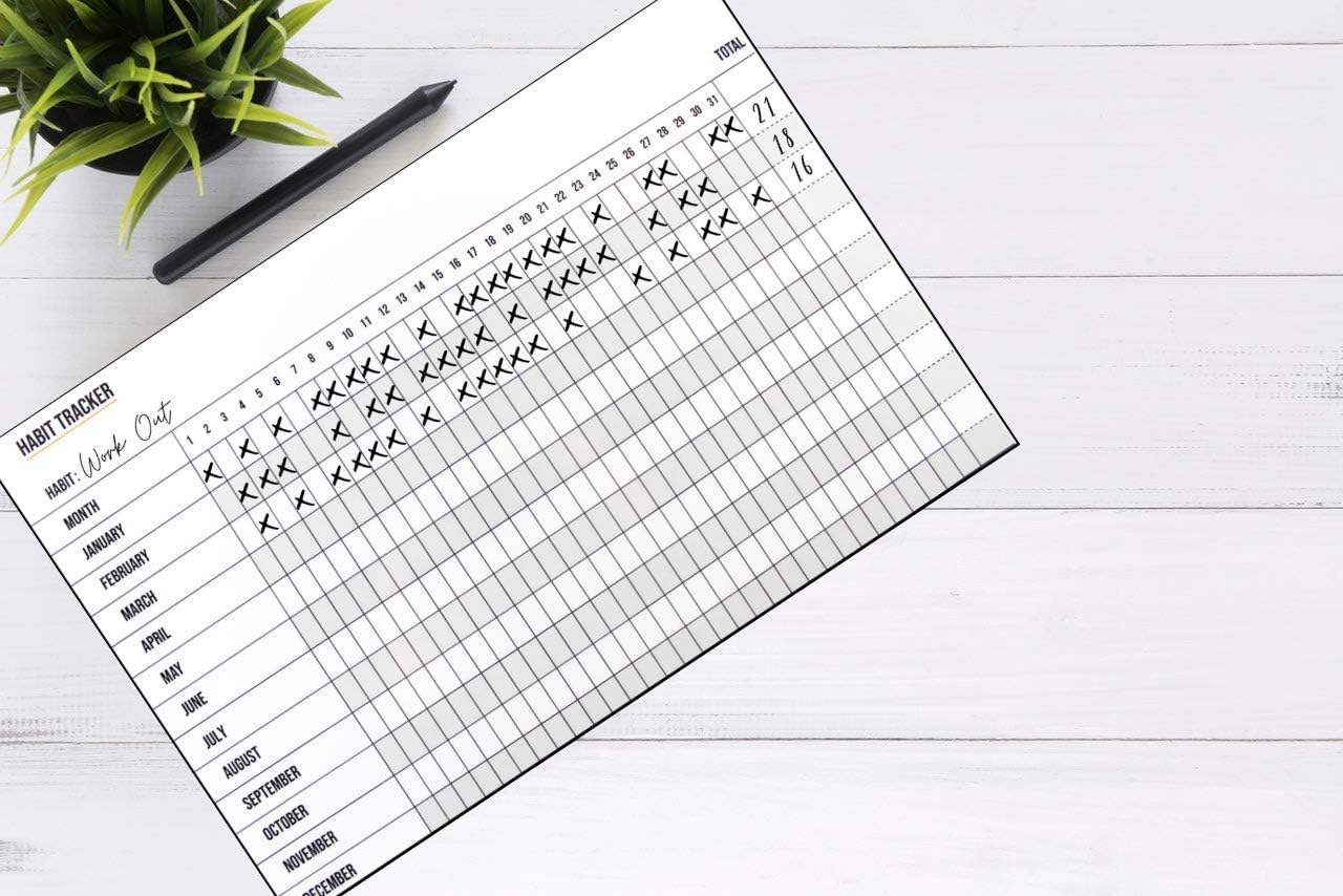 Dry Erase Calendar Double-Sided Monthly Planner Habit Tracker Journal