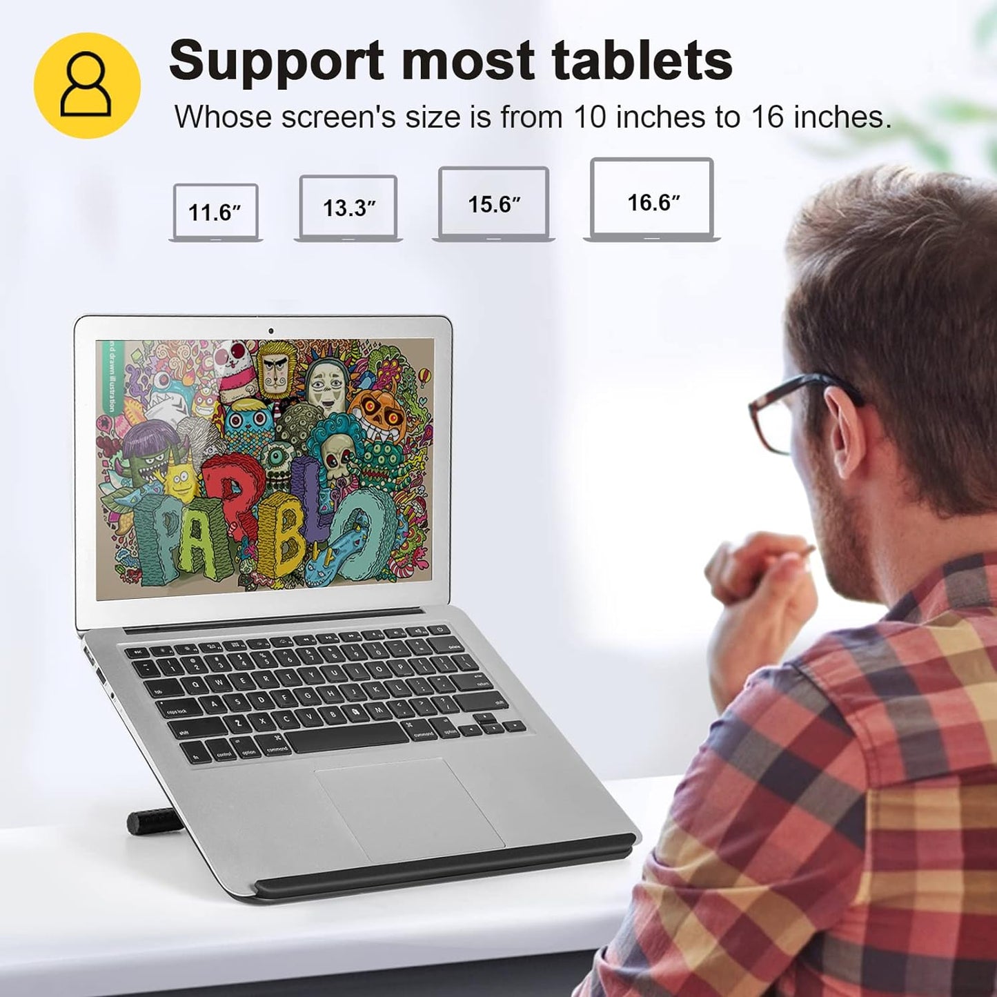 Parblo PR 100 Universal Tablet Stand with PR01 Drawing Glove,Adjustable from 10 to 16 inch for Drawing Tablets, Monitors