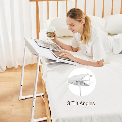 HUANUO TV Tray, Adjustable TV Tray Table - TV Dinner Tray on Bed & Sofa, Comfortable Folding TV Tray with 6 Height & 3 Tilt Angle Adjustments (Black)