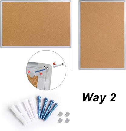Bulletin Board 36 x 48, Silver Aluminium Framed 4x3 Large Wall Mounted Cork Office Notice Pin Board
