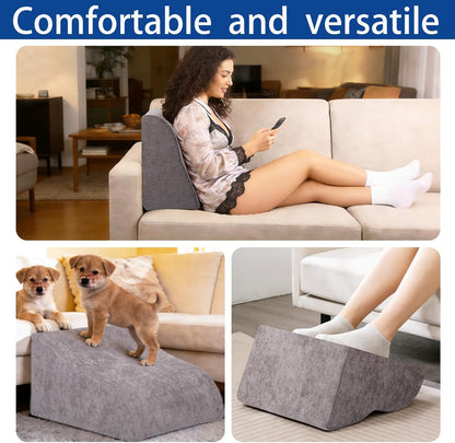 Foot Rest for Under Desk at Work, Ergonomic Under Desk Footrest with Washable Cover for Office, Home & Gaming Leg Elevation Pillow Blue