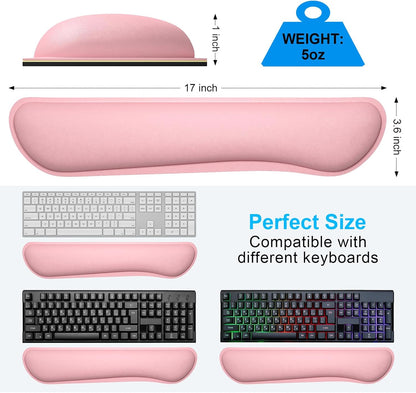 Dapesuom Enlarge Keyboard Wrist Rest, Memory Foam Keyboard Wrist Cushion for Computer Desk Mats Support, Pain Relief Ergonomic Mouse Pad Rests with Non-Slip Base for Gaming, Laptop, Radiant Orchid