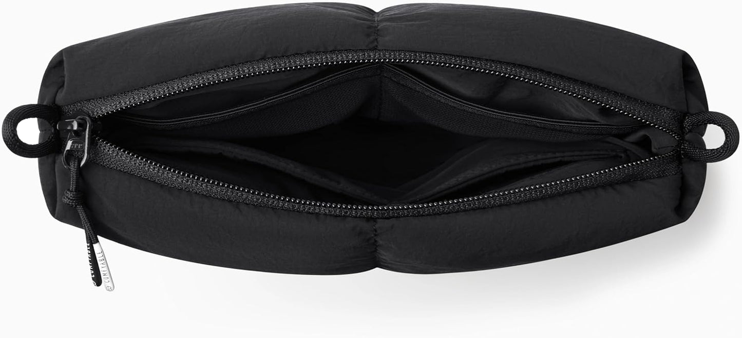 Comfyable Puffy Electronics Organizer Travel Case, Cute Tech Pouch for Women Men, Cable Storage Bag for Charger, Phone, Power Bank, Cord, Compact Tech Accessories Pouch, Rice