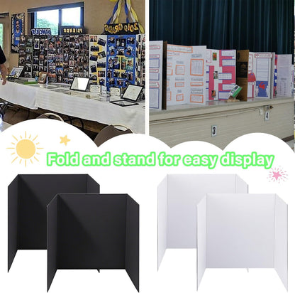 LonlyEagle Trifold Poster Board, 24" x 16", 3-Pack, White Corrugated Project Boards for Science Fairs, School Projects, Event Displays