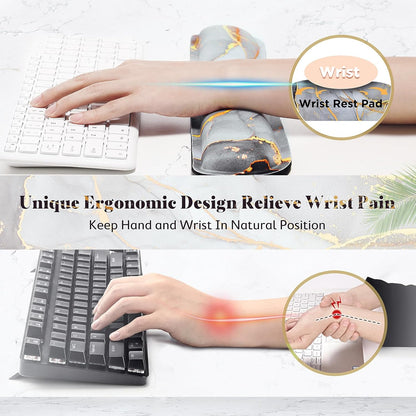 Gimars Upgrade Enlarge Silky and Superfine Fabric Gel Memory Foam Keyboard Wrist Rest Set, Ergonomic Keyboard Mouse Wrist Support for Typing Pain Relief, Comfort for Office, Gaming, Computer, Black