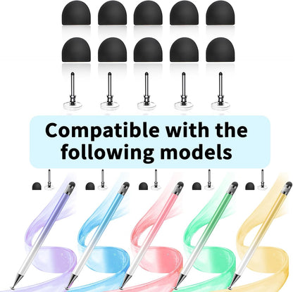 Bopomofo Stylus (5 Pcs), 2-in-1 Stylus Pen for Touch Screen, High Precision and Sensitivity, Suitable for iPhone/ipad/Android Tablets, Compatible with Touch Screens (Black/White/Blue/Rose Gold/Silver)