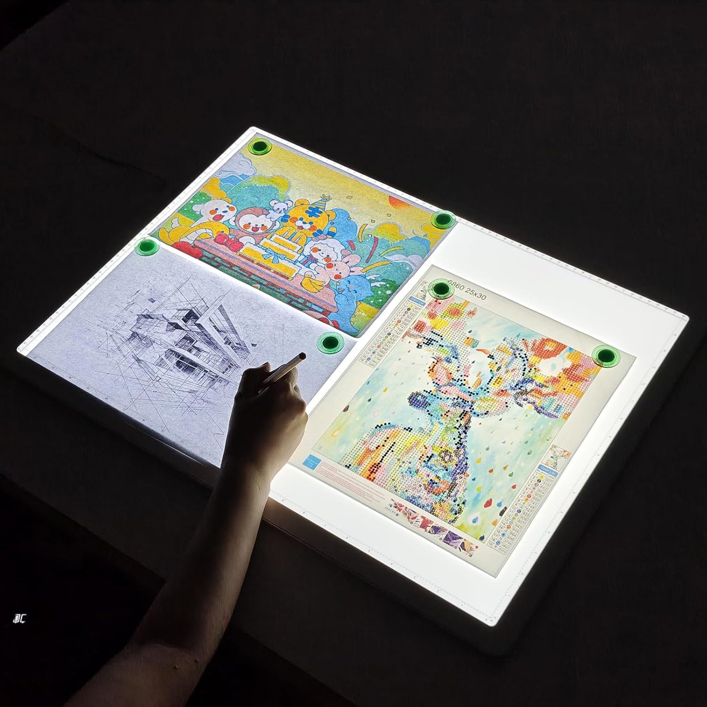 TOHETO A4 Light Board for Diamond Painting, Super Bright Magnetic Light Pad with Side Buttons, Lightbox for Tracing and Drawing, Corded Light Table for Sketching, Animation, Weeding Vinyl (Black)